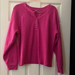 Old Navy Fuchsia Waffle Style Long Sleeve Henley